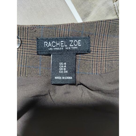 Rachel Zoe Brown Plaid Mini Skirt Size 4 - Picture 4 of 7